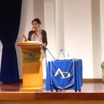 Vladimir Luxuria speaks to the students in Florence