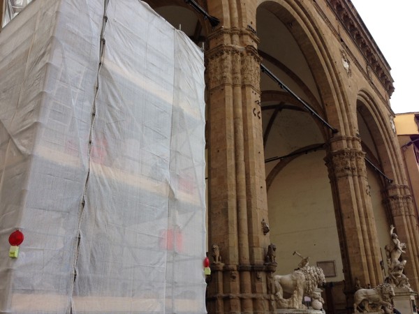 The restoration of Perseus with the Head of Medusa in Florence, Italy
