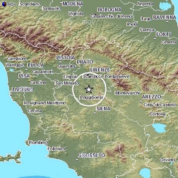 December 19, 2014 earthquake spot near Florence, Italy (INGV)