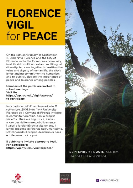 Vigil for Peace to be held in Florence, Italy