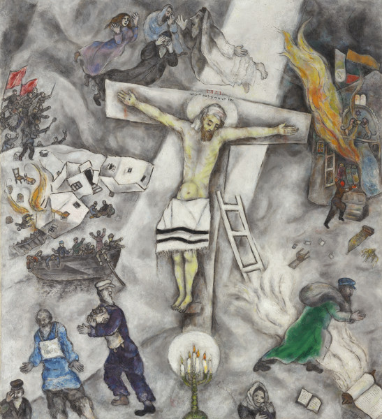 Marc Chagall (Moishe Segal; Vitebsk 1887-Saint-Paul-de-Vence 1985) Crocifissione bianca Chicago, The Art Institute of Chicago Douglas Druick director and president of the Art Institute of Chicago e Arturo Galansino Direttore Generale Fondazione Palazzo Strozzi davanti alla Crocifissione bianca di Marc Chagall ne Battistero di San Giovanni di Firenze (Foto di: Tommaso Cappelletti)