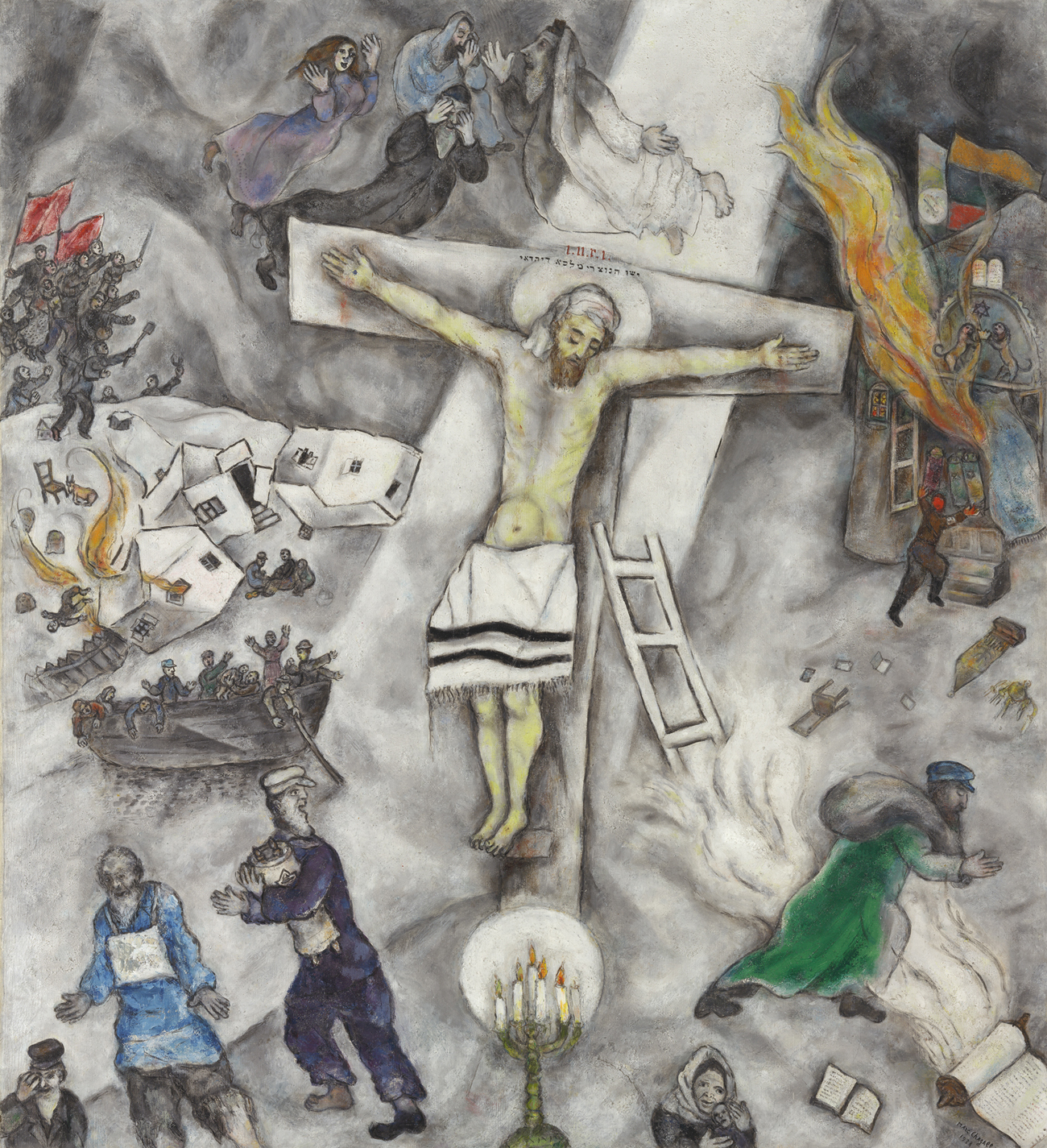 Marc Chagall (Moishe Segal; Vitebsk 1887-Saint-Paul-de-Vence 1985) Crocifissione bianca Chicago, The Art Institute of Chicago Douglas Druick director and president of the Art Institute of Chicago e Arturo Galansino Direttore Generale Fondazione Palazzo Strozzi davanti alla Crocifissione bianca di Marc Chagall ne Battistero di San Giovanni di Firenze (Foto di: Tommaso Cappelletti)