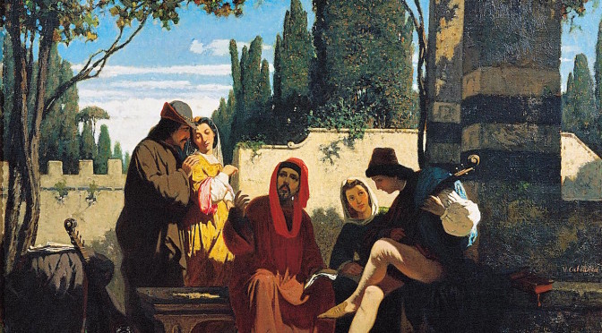 Vincenzo Cabianca (Verona, 1827 – Rome, 1902) Florentine Story-Tellers of the 14th Century 1860 oil on canvas