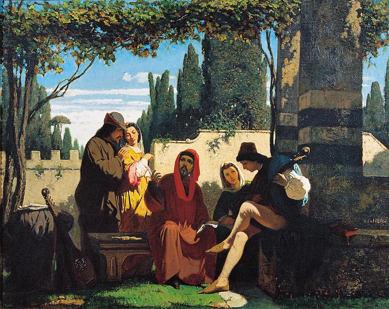 Vincenzo Cabianca (Verona, 1827 – Rome, 1902) Florentine Story-Tellers of the 14th Century 1860 oil on canvas