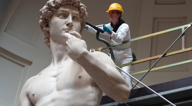 Michelangelo's David clean up at the Galleria dell'Accademia (Photo via Polo museale fiorentino Press Office)