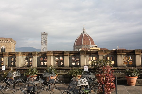 The Uffizi terrace in Florence, Italy