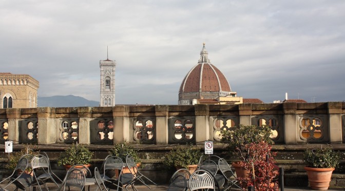 The Uffizi terrace in Florence, Italy