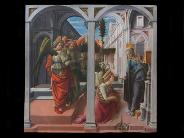 The restored masterpiece L'Annunciazione by Filippo Lippi haoused in San Lorenzo, Florence, Italy