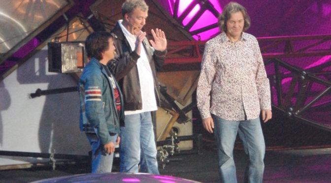 Clarkson, Hammond and May doing their thing at the NEC, Top Gear Live (via Wikimedia)