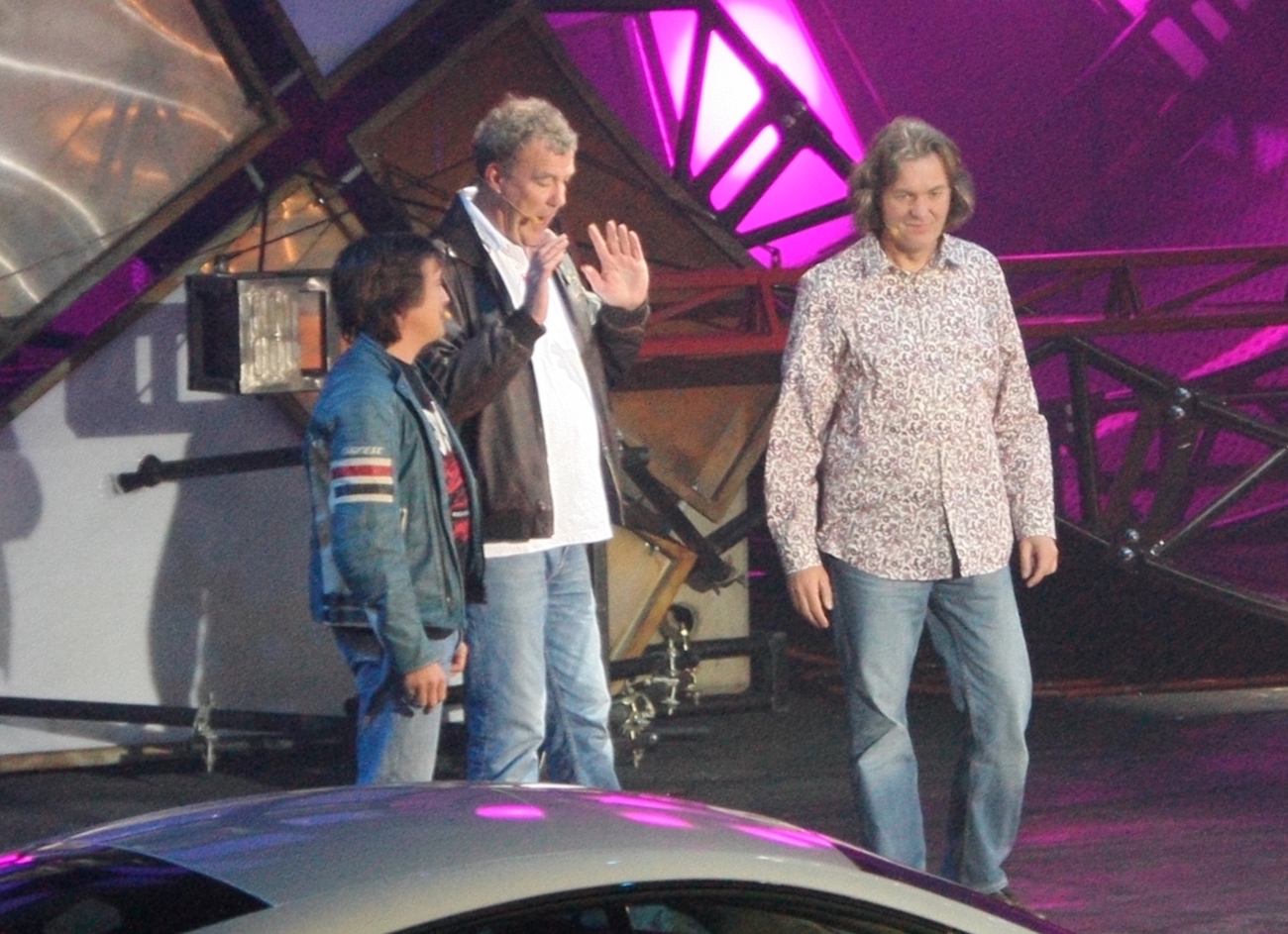 Clarkson, Hammond and May doing their thing at the NEC, Top Gear Live (via Wikimedia)