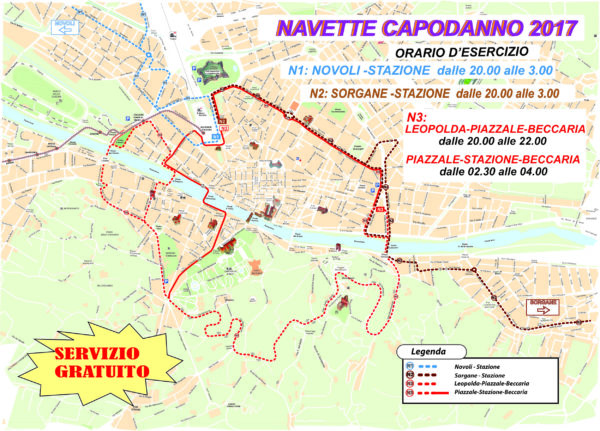 Free night shuttle for the 2017 celebrations in Florence, Italy