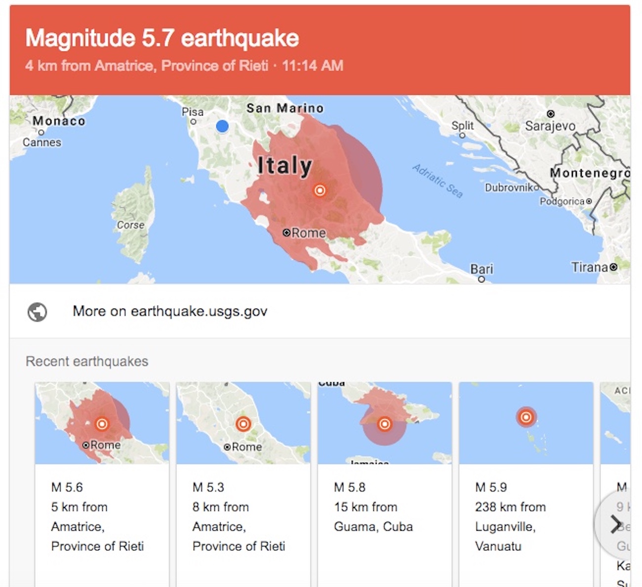 Magnitude 5.7 earthquake in central Italy