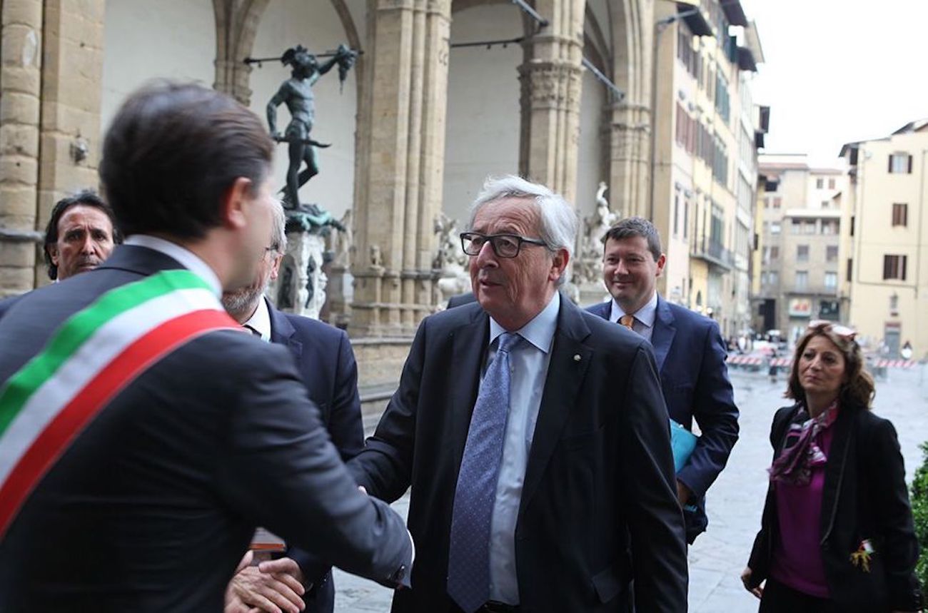 Jean Claude Juncker's arrive in Palazzo Vecchio Florence