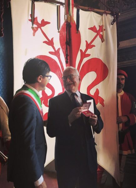Mayor of Florence Dario Nardella honored director James Ivory with the Fiorino d'Oro