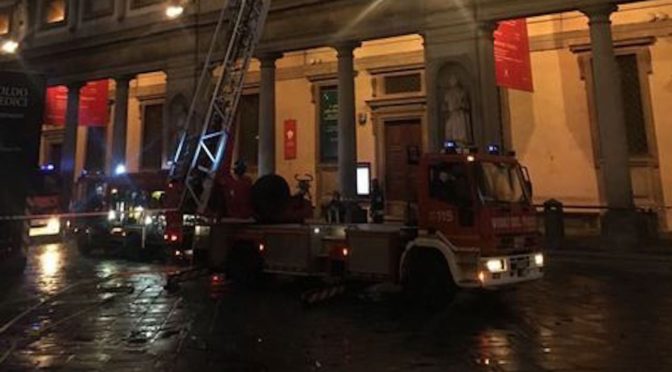 Firefighters at the Uffizi Gallery in Florence