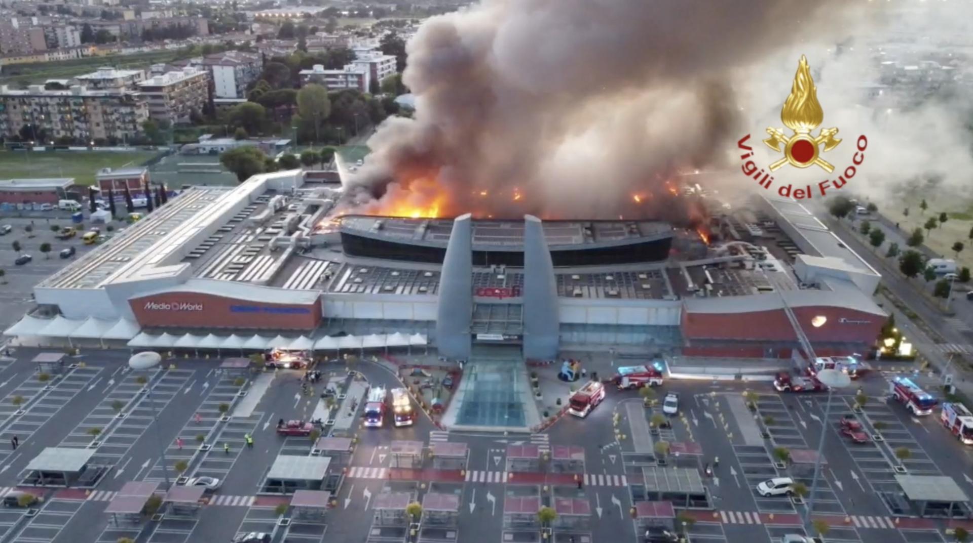 Mall on fire