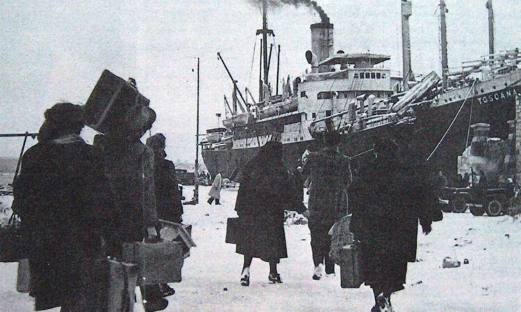 The ship Toscana during the evacuation of Pola
