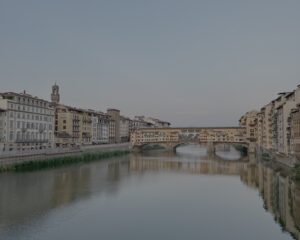 View from the Ponte Vecchio on the Arno River, near the Oltrarno
