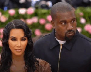 Kardashian with then-husband Kanye West at the Met Gala in 2019, via Wikipedia