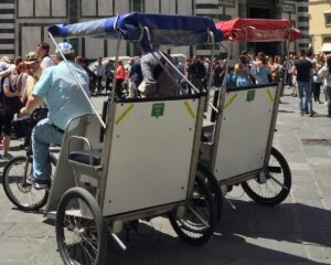 Rickshaws gone: Florence’s historic centre adapts, drivers protest
