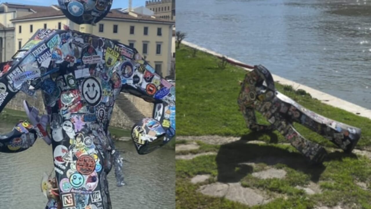 Clet'in heykelinin başı kesilip Floransa'daki Arno Nehri'ne atıldı